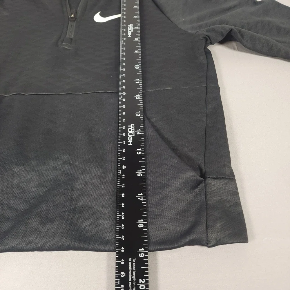 Nike Kids Dri-FIT Quarter Zip Hoodie Black Geometric Diamond Pattern Small S